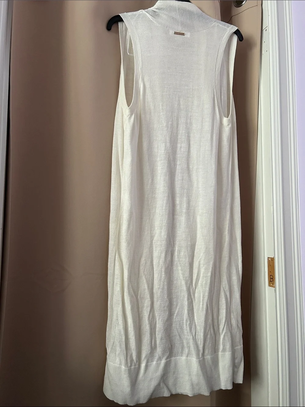 Michael Kors White Sleeveless Open Knit Duster Vest - Picture 2 of 3